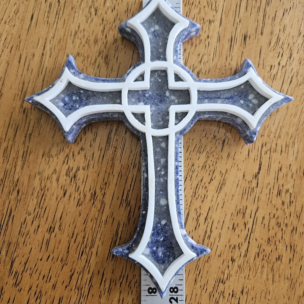 Blue and White Celtic Corian  Cross - Picture 4 of 4